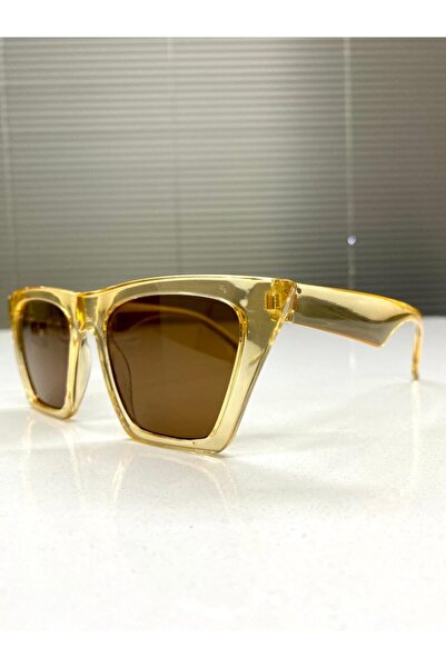 Makro Optik Women's Light Brown Honey Colored Square Cat Eye Sunglasses