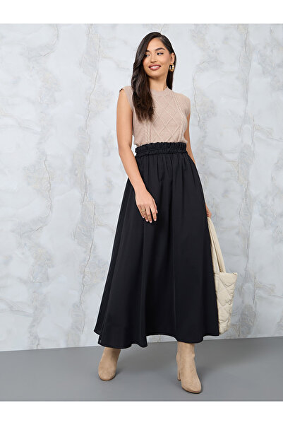 Styli Broad Elasticated Waistband A-Line Maxi Skirt