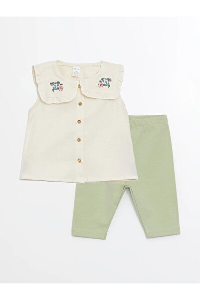 LC Waikiki LCW Baby - Crew nyakú felsők és rövidnadrágok kislányoknak 2 részes készletek WAIKINAİ