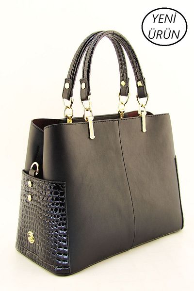 HNB Women's Black Pocket Classic Lightweight Hand and Shoulder Bag