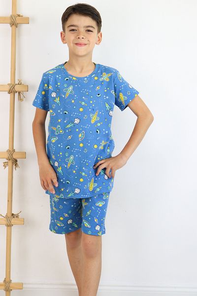 Harika KIDS Set de pijamale pentru băieți din bumbac imprimat cu pantaloni scurți din țesătură pieptănată