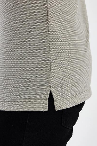 ENQUE Ανδρικό μπλουζάκι με γιακά πόλο με μακριά τσέπη και κοντό μανίκι Basic Khaki