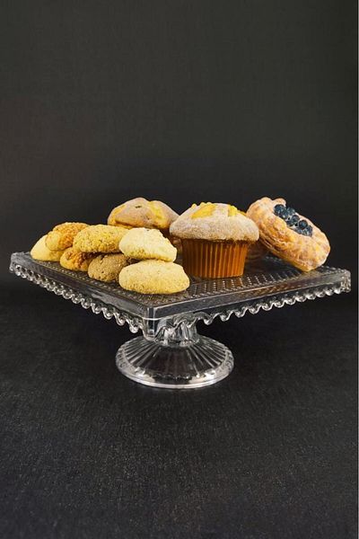 Digithome Glass Cake and Cake Presentation Stand Square 25 Cm - Sn.krr.001 C1-1-288