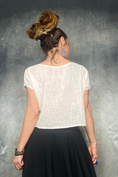 Quincey Μπλούζα με λαιμόκοψη με φαρδιά κοπή από βαμβακερό Voile