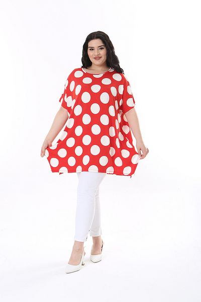 XL Modam Women's Large Size Polka Dot Pattern Tunic