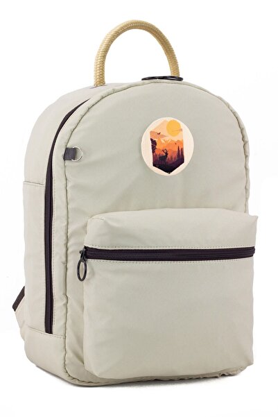 MUCCO Μπεζ Unisex αδιάβροχο ύφασμα Bondit Ευρύχωρο αντικαταστάσιμο καθημερινό σακίδιο πλάτης με εικονογραφήσεις