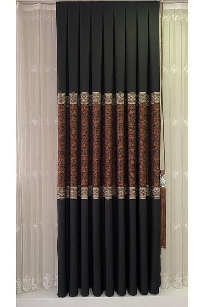Fon Dünyası Panel Background Curtain Cinnamon Black (single Wing)