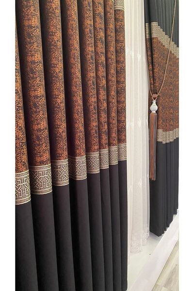 Fon Dünyası Panel Background Curtain Cinnamon Black (single Wing)