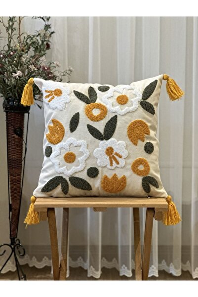 BUGİ HOME COLLECTİON CAZ KIRLENT PREMIUM DECORATIVA BRODATĂ SINGURĂ FLORĂ