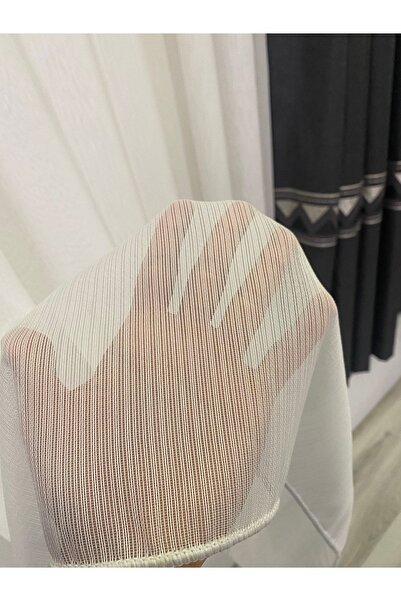 Fon Dünyası Perdele din tul cu dungi elegante din bambus, care nu necesită călcat, fără riduri (1/3 pliuri frecvente)