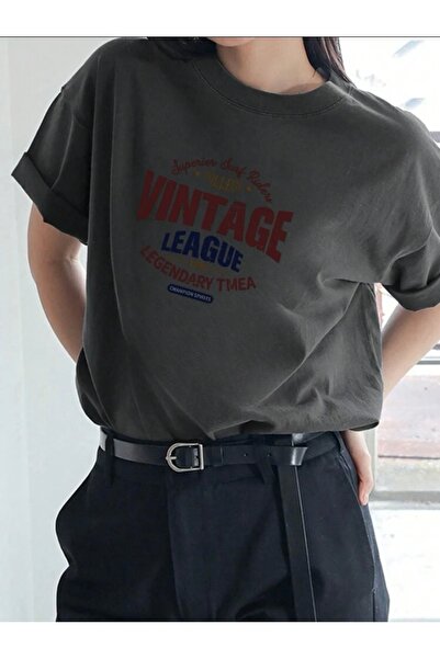 BYMEER Tricou oversize cu imprimeu vintage afumat