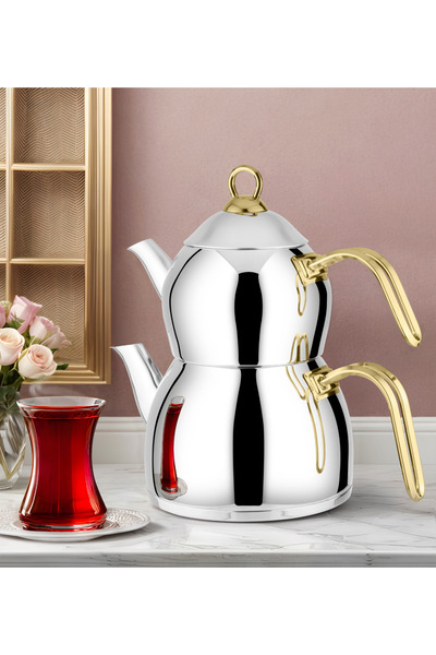 Lines Aycan Paslanmaz Çelik Çaydanlık - Aile Boy:  Demlik: 1,75lt  Suluk: 3,00lt