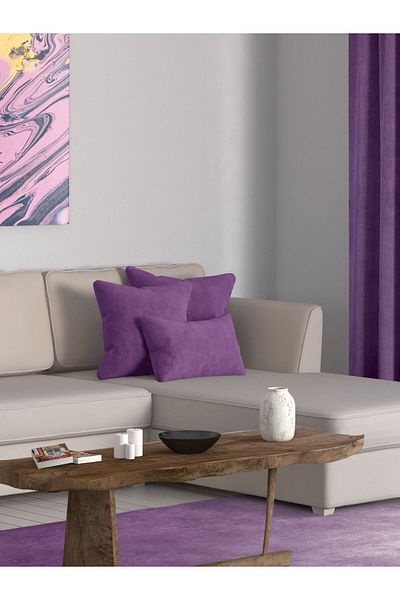 Perle Home Daily Series Violet Purple Color Throw Pillow Pillow Case