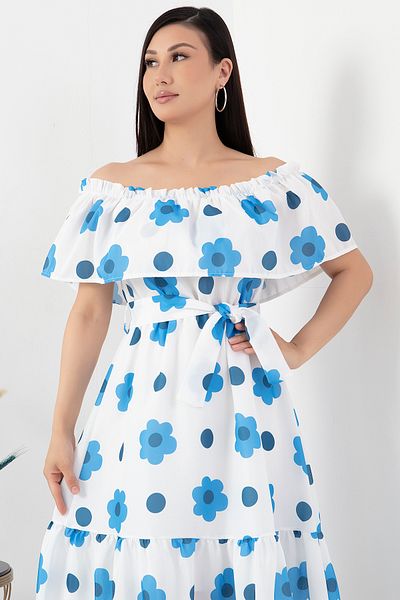 PULLIMM Rochie cu guler Madonna din popelin cu modele florale - 2024-2137
