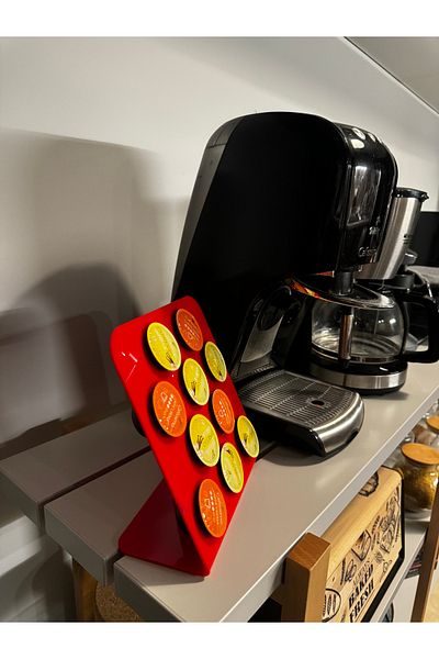 Trend Pleksi Capsule Coffee Stand (Tchi̇bo Compatible 10 Capsules Capacity Red)