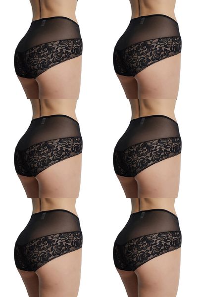 DONEX Bato Model Tulle Fabric - Lace Detailed Back Waist Γυναικεία κιλότα 6 Συσκευασία