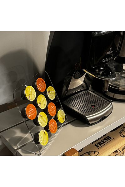 Trend Pleksi Capsule Coffee Stand (Tchi̇bo Compatible 10 Capsules Capacity Transparent)