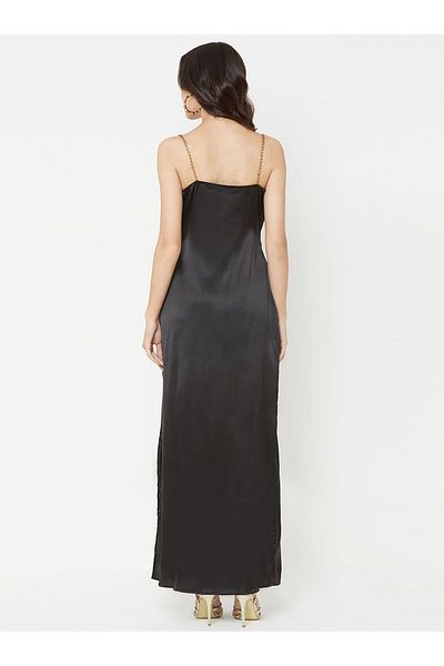 Mish By Styli Cowl Neck Chain Strap Detail Maxi Dress