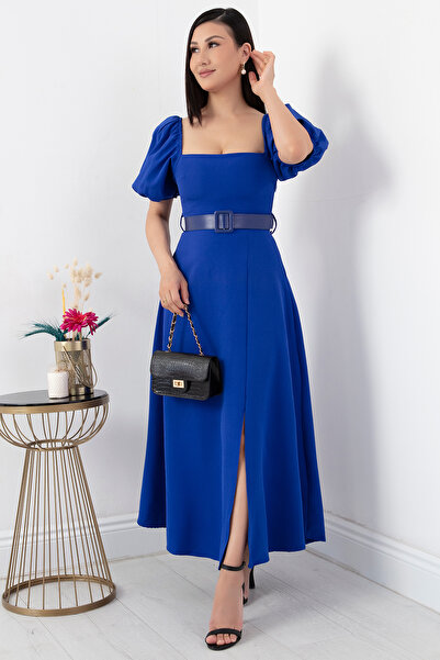 PULLIMM Атласна сукня з квадратним вирізом і рукавом-балон - NY4309