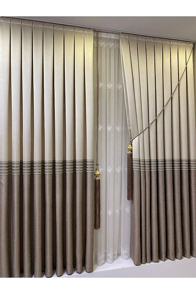 Fon Dünyası Panel Background Curtain Cream Cappuccino (single Wing)