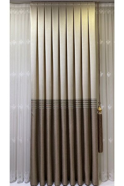 Fon Dünyası Panel Background Curtain Cream Cappuccino (single Wing)