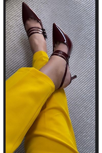 Sibel Durmaz Martina Burgundy Pointed Toe Stiletto Sandals