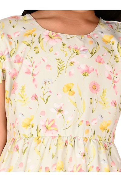 LilPicks By Styli Bow Tie Back Frill Sleeve Dress