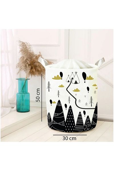 Tinybabyconcept Cutie de depozitare pliabilă pentru jucării din pâslă multifuncțională - rufe murdare, coș de picnic, model de munte 038