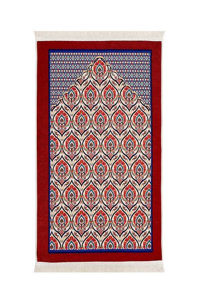 Bursa İpek Burgundy Tapestry Prayer Rug - Carnation Pattern