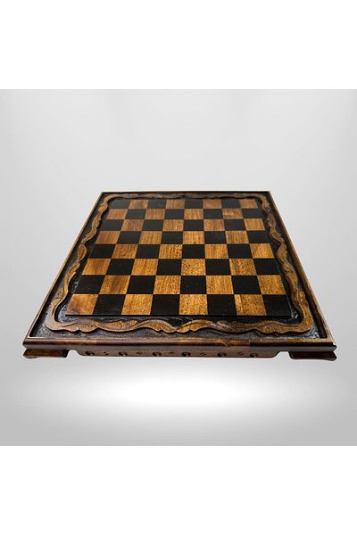 Metalicraft MC01 Metal Chess Set - Natural Wooden Walnut Board - Handmade Antique Metal Stones