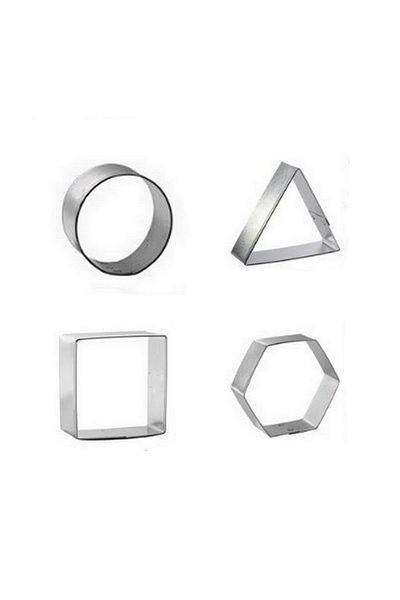 Nar kalıp Narkalıp Stainless Steel Round, Square Hexagonal and Triangular Cookie Mold Diameter 6 cm 4 Pieces