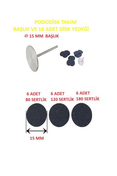 Helios Pedicure Disc Pododisk Pro S 15 mm 18Pcs Replacement 3 Different Thickness Replacement