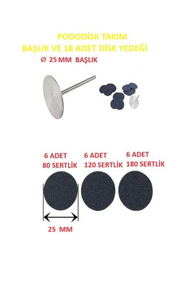Helios Pedicure Disc Pododisk Pro S 25 mm 18 Pieces Replacement 3 Different Thickness Replacement