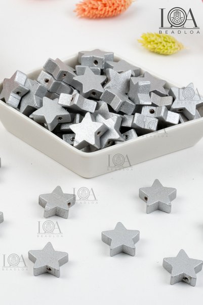 LANDOFACCESSORY Star - 30Pcs Multi 7 Color Mix Wooden Beads Pacifier Chain Jewelry Accessory