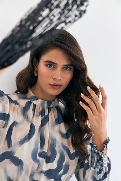 VAVİNOR Indigo Soft Patterned Dress