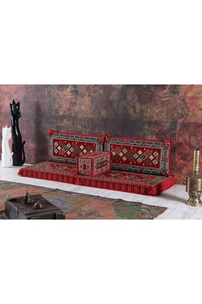 BAKIRÖZÜ HOME 1.kalite Şark Köşesi Takımı Şili Kırmızı Modeli Sünger Dahil (4...