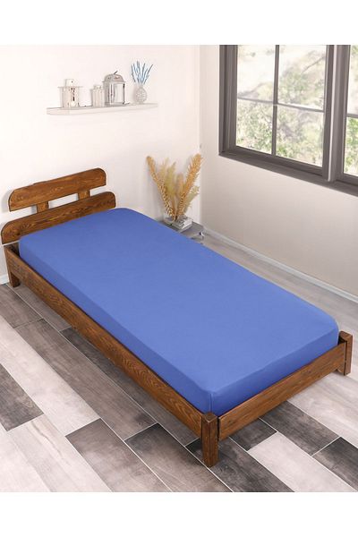 MEYHOME Single Lycra Combed Cotton Elastic Sheet (Royal)