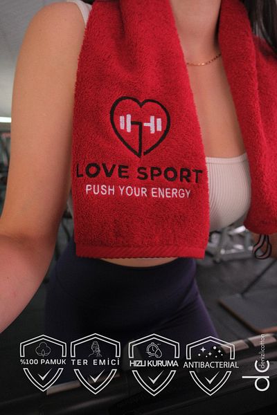 denizlicotton Prosop brodat din bumbac pentru atlet - Antibacterian și absorbant transpirația Box Tenis Fitness Plates