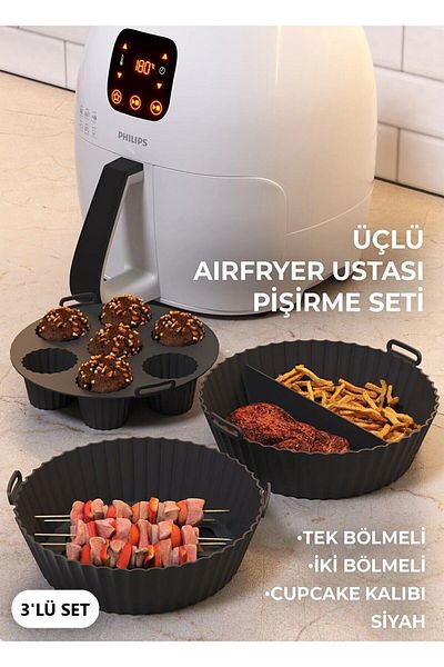 Hyd Airfryer Master Cooking Set 3-Piece Silicone Baking Bowl Mold Paper