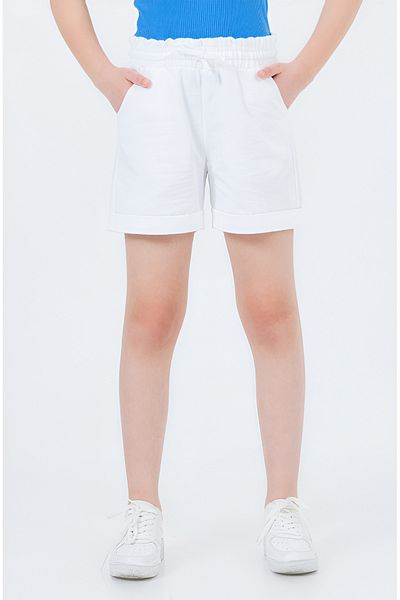 DMB BOYS & GIRLS Çaren Kids- Girls Shorts 100% Cotton- Rubber Waist, Lace-up, Double Pocket Design