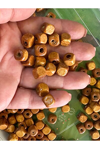 Gönülden Tasarım 25 τμχ 1 εκ. Κίτρινες Ξύλινες Χάντρες Κοσμήματος Κύβος