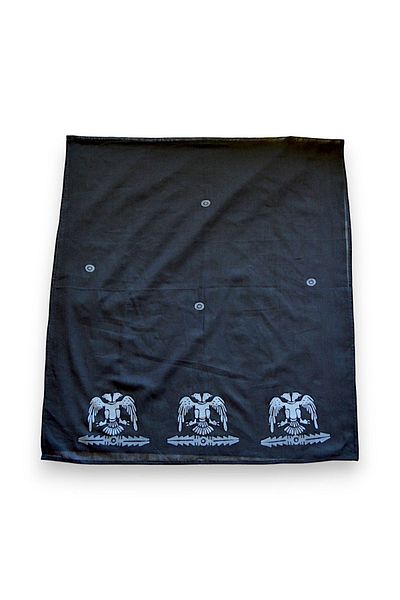 leillART Cotton Eagle Patterned Black Shawl Scarf - Handmade