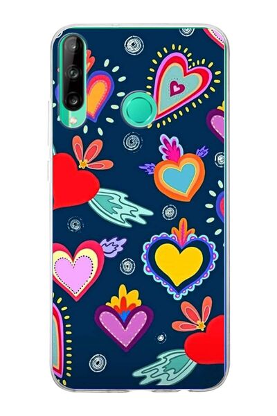 PrintiFy Huawei P40 Lite E ile Uyumlu 1mm Slim Fit Retro Renkler 3 Baskılı Şe...