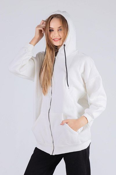 Rays 8124m - Ecru Color Oversize Long Zip Sweat