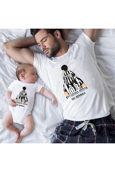 venüsdijital Tricou alb-negru pentru bebeluș pentru tată Fan The Zibin Combo - Prețul este pentru 1 bucată din Zibin