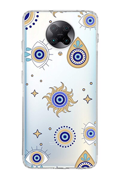 PrintiFy Xiaomi Poco F2 Pro ile Uyumlu 1mm Slim Fit Nazar Boncuğu 5 Baskılı Ş...