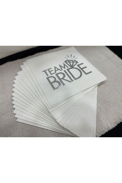 parti sürprizi Bachelorette Team Bride Ασημένια χαρτοπετσέτα 16 τεμαχίων