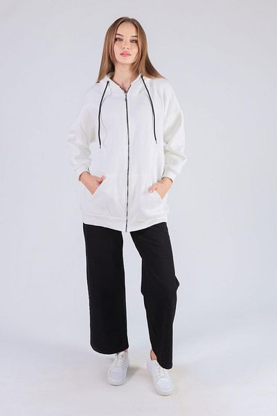 Rays 8124m - Ecru Color Oversize Long Zip Sweat
