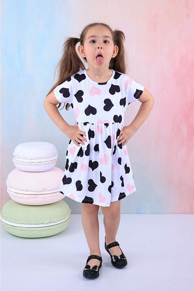 BUUFUU Micky Patterned Short Sleeve Girl's Dress