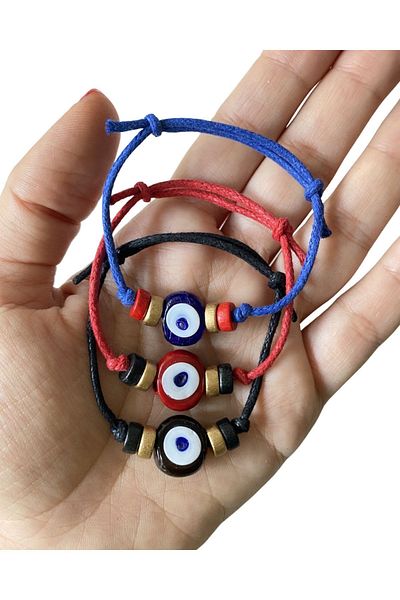 TAKI BY EKİN 3-Piece Adult Bracelet with Glass Evil Eye Beads